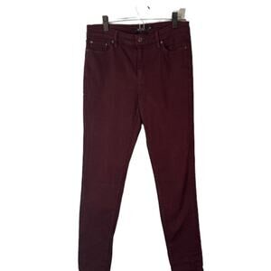 LRL Lauren Ralph Lauren Maroon Premier Skinny Ankle Denim jeans Women Sz 10